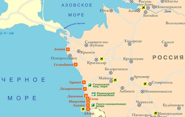 Карта курортов Черноморского