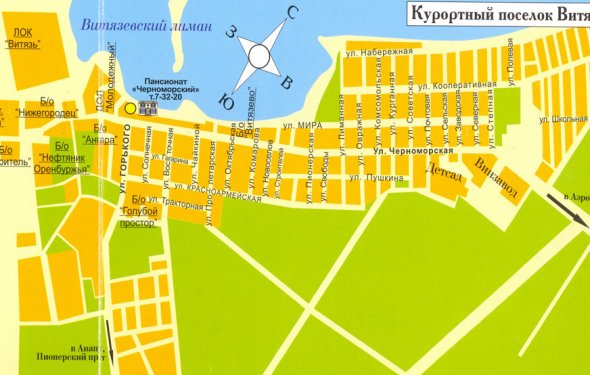 Подробная карта Витязево